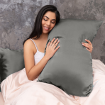 Silk Pillowcase „Storm“. Pillowcases 50x60. Smooth grey silk pillowcase, ideal for maintaining hair and skin health while adding sophistication to your bed.