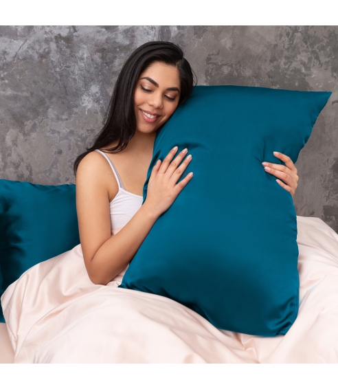 Silk Pillowcase „Turquoise“. Silk pillowcases