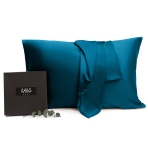 Silk Pillowcase „Turquoise“. Pillowcases 50x60. Luxurious turquoise silk pillowcase for elegant bedding.