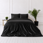 Silk bedding set „Onyx Silk“. Bedding sets, 200x200 cm, 200x220 cm. Elegant black silk bedding set with rich gloss and smooth surface. Silk bedding set „Onyx Silk“. Bedding sets, 200x200 cm, 200x220 cm. Elegant black silk bedding set with rich gloss and smooth surface.