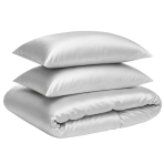 Silk bedding set „Platinum Silk“. Bedding sets, 200x200 cm, 200x220 cm. Silver silk bedding set with a glossy surface Silk bedding set „Platinum Silk“. Bedding sets, 200x200 cm, 200x220 cm. Silver silk bedding set with a glossy surface