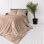 Silk bedding set „Saddle Silk“. Bedding sets, 200x200 cm, 200x220 cm. Soft sand coloured bedding set with satin-like shine Silk bedding set „Saddle Silk“. Bedding sets, 200x200 cm, 200x220 cm. Soft sand coloured bedding set with satin-like shine