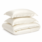 Silk bedding set „Pearl White Silk“. Silk bedding sets, 200x220 cm. Creamy luxurious silk bedding set.