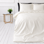 Silk bedding set „Pearl White Silk“. Silk bedding sets, 200x220 cm. Soft ivory minimalist bedding set.