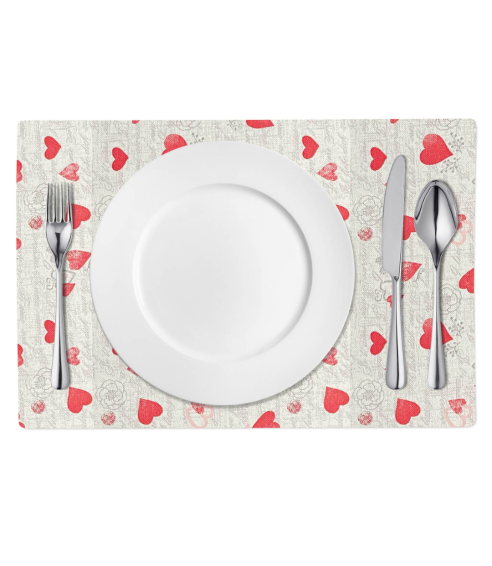 Table placemat “Hearts placemat” 1 pc.. Linen tablecloths