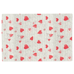 Table placemat “Hearts placemat” 1 pc.. Linen tablecloths, 30x45 cm. Table mat with red heart and floral motifs on a light background.