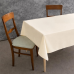 Tablecloth „Cream Calm Tablecloth“. Cotton tablecloths, 140x200 cm, 140x240cm, 140x300 cm. Light cream plain table cover without pattern