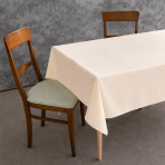 Tablecloth „Peach Calm Tablecloth“. Cotton tablecloths, 140x200 cm, 140x240cm, 140x300 cm. Light peach plain table cover without pattern