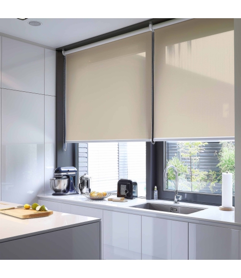 Blackout Roller Blinds “Roll Beige Blackout”. Curtains