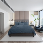 Tencel Bedding Set „Blue“. Silk bedding sets, 200x220 cm. Elegant blue bedding for the bedroom.