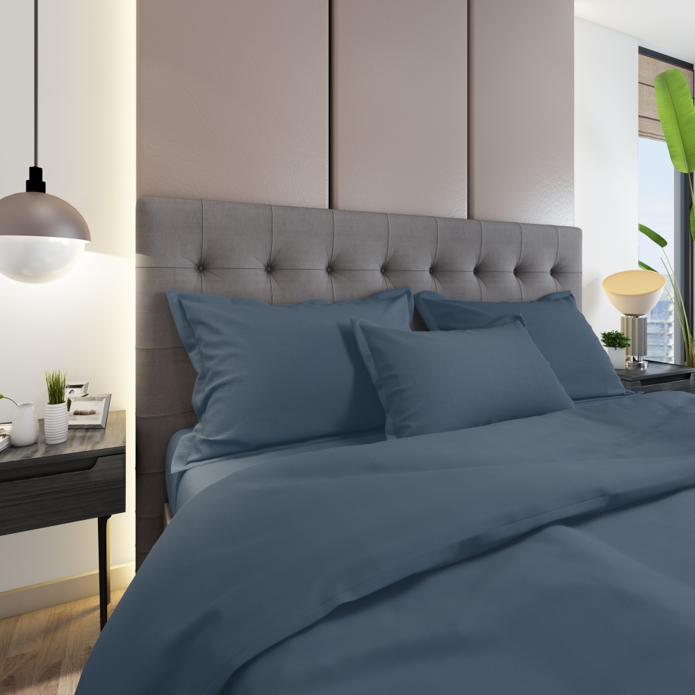 Tencel Bedding Set „Blue“. Silk bedding sets, 200x220 cm. Comfortable blue bedding set.