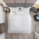 Tencel Bedding Set „White“. Silk bedding sets, 200x220 cm. Minimalist solid-color white lyocell bedding set.