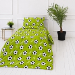 Children’s Bedding Set „Football Frenzy”. Orange bedding sets, 100x140 cm, 140x200 cm. Lime green bedding set with a soccer ball pattern Children’s Bedding Set „Football Frenzy”. Orange bedding sets, 100x140 cm, 140x200 cm. Lime green bedding set with a soccer ball pattern