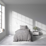 Single bedding set „Lunar Sheep”. Bedding sets 155x200, 140x200 cm, 150x200 cm, 160x200 cm. Grey duvet set featuring small sheep prints