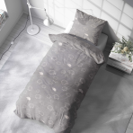 Single bedding set „Lunar Sheep”. Bedding sets 155x200, 140x200 cm, 150x200 cm, 160x200 cm. Neutral grey bedding with white sheep design