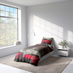 Children’s Bedding Set “Sports Cars”. Microfiber bedding sets, 140x200 cm. Dark grey bedding set adorned with red sports cars, combines comfort and style for a bold and energetic bedroom decor.