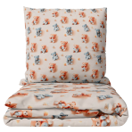 Bedding Set „Tiny Crew“. Bedding sets 155x200, 140x200 cm, 150x200 cm, 160x200 cm. Cream bedding set with orange and blue-grey bear pattern. Bedding Set „Tiny Crew“. Bedding sets 155x200, 140x200 cm, 150x200 cm, 160x200 cm. Cream bedding set with orange and blue-grey bear pattern.