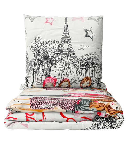 Children’s Bedding Set „Eiffel red”. Kids bedding
