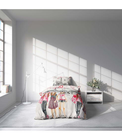 Children’s Bedding Set „Eiffel red”. Kids bedding