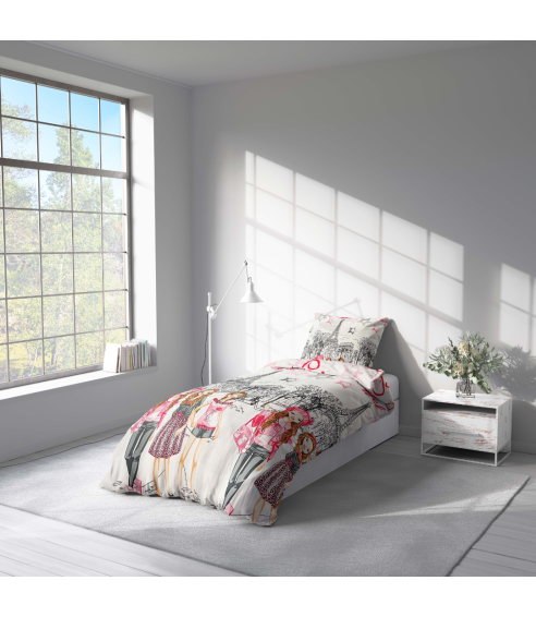 Children’s Bedding Set „Eiffel red”. Kids bedding