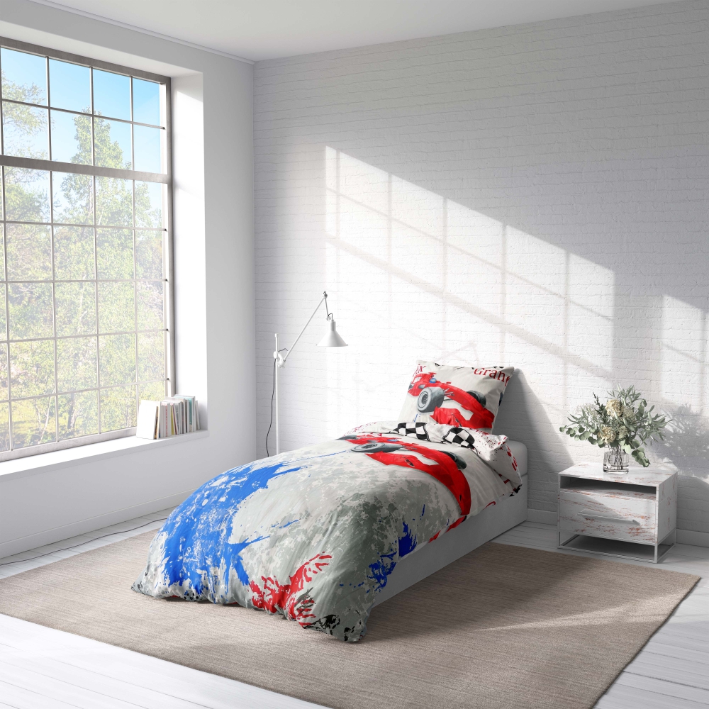Children’s Bedding Set „Formula Adventure“. Kids bedding, 140x200 cm