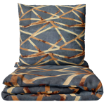 Single bedding set „Zafirion“. Bedding sets 155x200, 140x200 cm, 150x200 cm, 160x200 cm. Dark grey bedding set with golden line pattern.