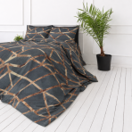 Single bedding set „Zafirion“. Bedding sets 155x200, 140x200 cm, 150x200 cm, 160x200 cm. Anthracite bedding set with abstract line design.