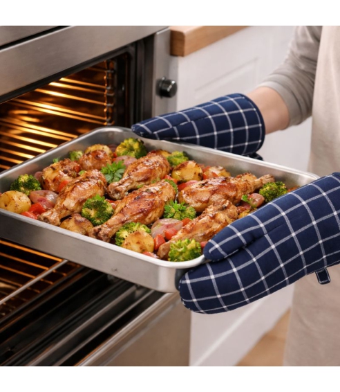 Oven mitts „Midnight Grid glove“. Oven gloves
