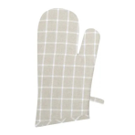 Oven mitts „Sand Lattice glove“. Oven gloves. Light beige checkered oven mitt with white line pattern.