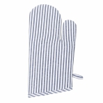 Oven mitts „Tide Lines glove“. Oven gloves. Grey oven mitt with white vertical stripes.
