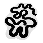 Bath mat “Orbit mat”, 58x88 cm. White bath mat with black wavy abstract lines.