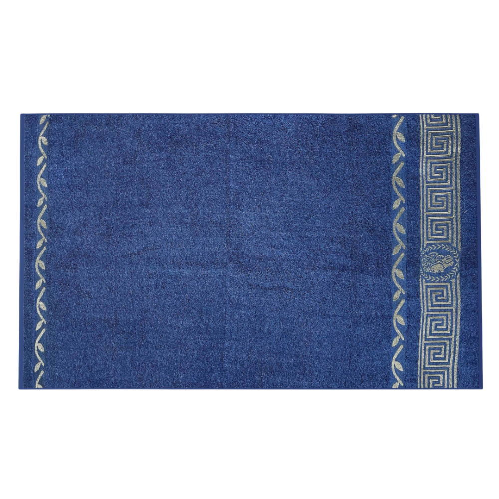 Bath towel “Blue Olympian”, 50x100 cm, 70x140 cm. Luxurious towel distinguished by its unique pattern and high-quality fabric.
