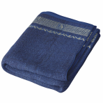 Bath towel “Blue Olympian”, 50x100 cm, 70x140 cm. Dark blue towel with greek ornaments and golden accents.