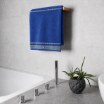 Bath towel “Blue Olympian”, 50x100 cm, 70x140 cm. Luxurious towel distinguished by its unique pattern and high-quality fabric.