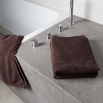 Bath towel “Brown towel”, 50x100 cm, 70x140 cm. Folded towel in chocolate brown color