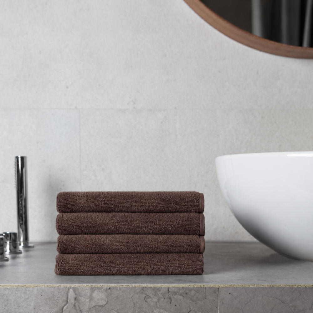 Bath towel “Brown towel”, 50x100 cm, 70x140 cm. Uniform dark brown towel with a subtle surface