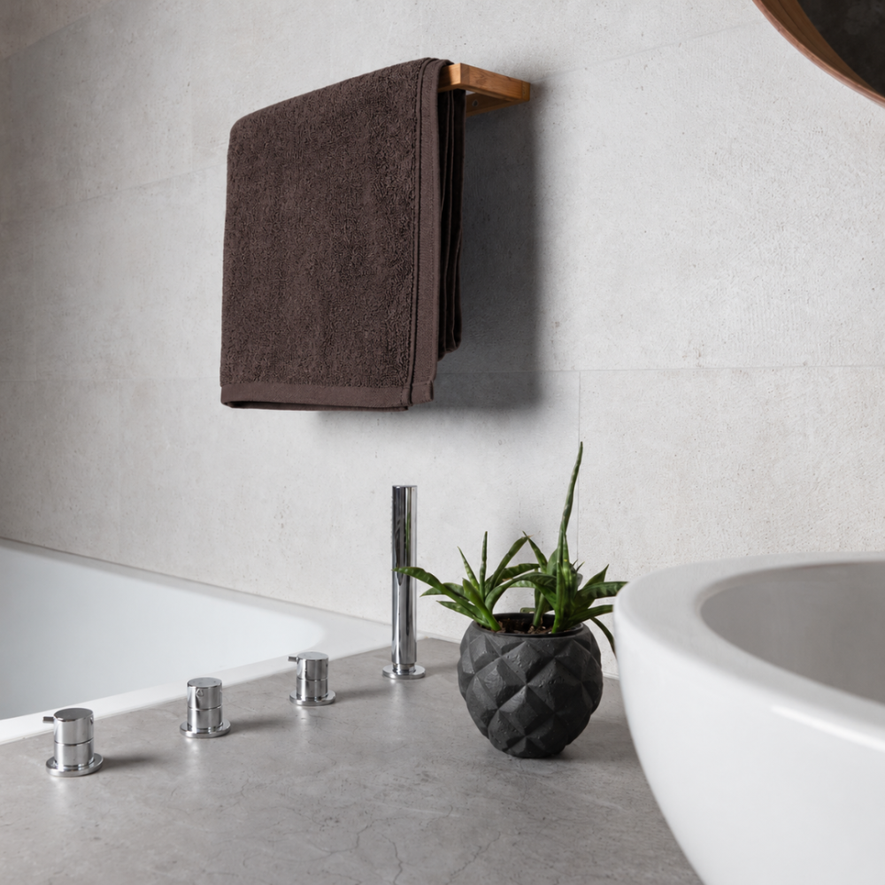 Bath towel “Brown towel”, 50x100 cm, 70x140 cm. Dark brown towel with a smooth minimalist design