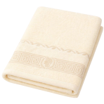 Bath towel “Cream Olympian”, 70x140 cm. Light cream towel with classic border design