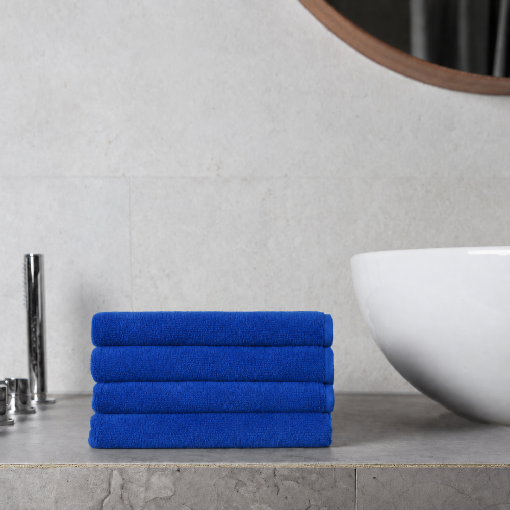 Bath towel “Dark Blue towel”, 50x100 cm, 70x140 cm. Uniform blue towel with a subtle surface