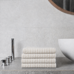 Bath Towel “Gray Lines”, 70x140 cm. White and grey towel decorated with a fine horizontal stripe pattern Bath Towel “Gray Lines”, 70x140 cm. White and grey towel decorated with a fine horizontal stripe pattern
