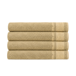 Bath towel “Gold Olympian”, 70x140 cm. Yellow towel with golden-yellow ornaments.