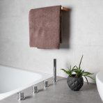Bath towel “Light Brown towel”, 50x100 cm, 70x140 cm. Folded towel in a grayish brown shade