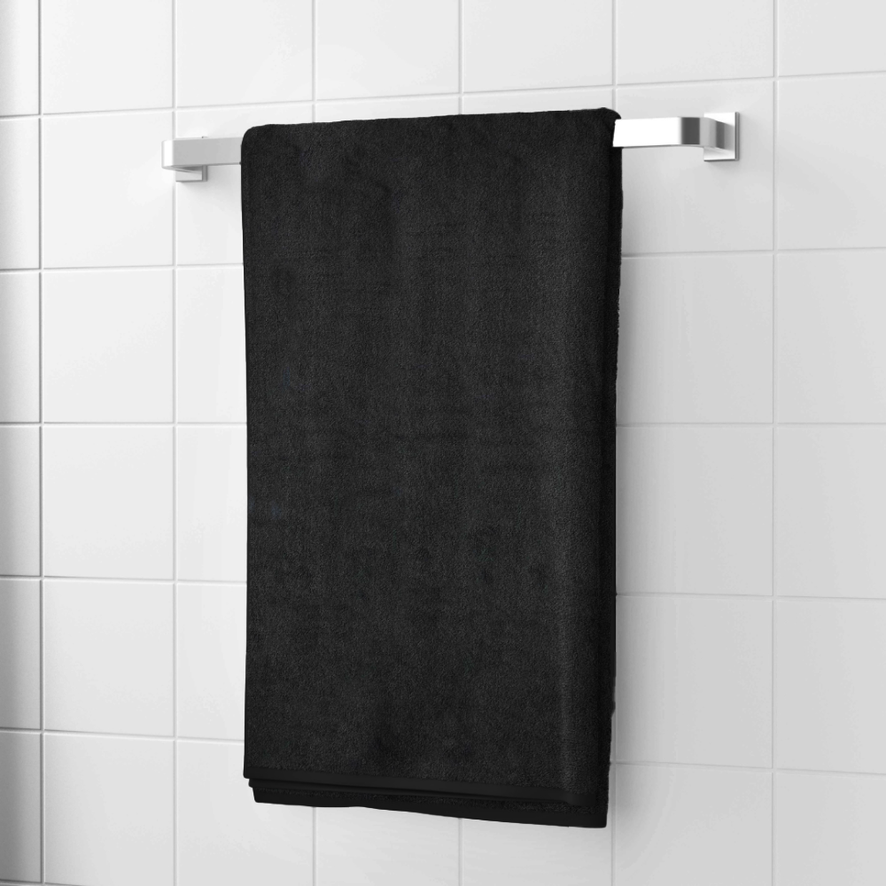 Bath towel “Obsidian Softness”, 70x140 cm. Elegant black bath towel that adds modernity and luxury to your bathroom.