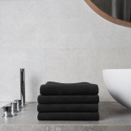 Bath towel “Obsidian Softness”, 70x140 cm. Deep black towels with a soft surface