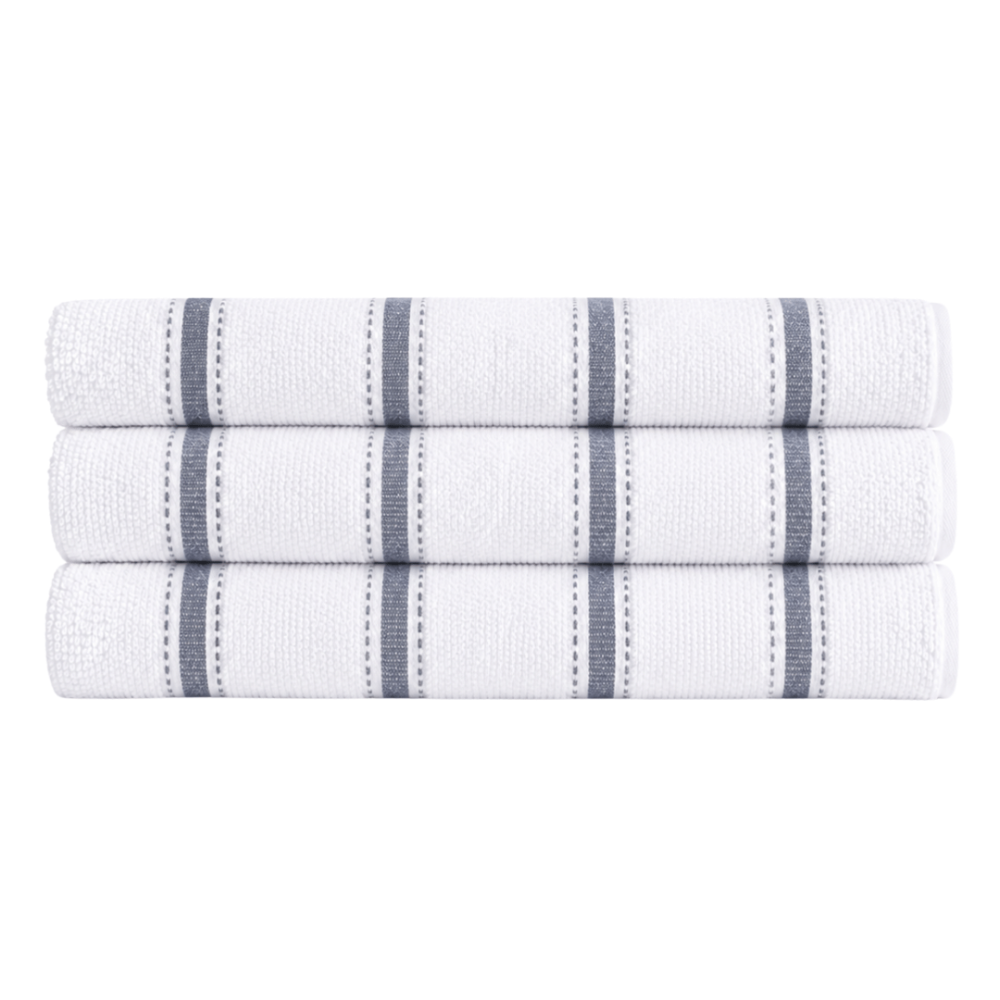 Bath towel “Pebble Stripe”, 70x130 cm. White bath towel with thin grey vertical stripes Bath towel “Pebble Stripe”, 70x130 cm. White bath towel with thin grey vertical stripes