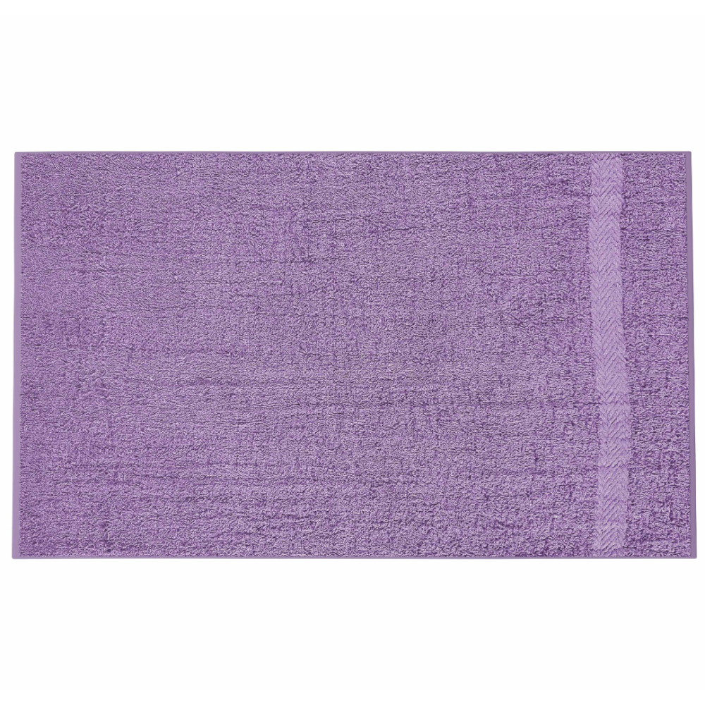 Bath Towel “Purple Economic Towel”, 60x35 cm, 100x45 cm. Minimalist purple towel in a modern bathroom interior.