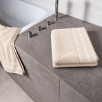 Bath towel “Royal Cream towel”, 70x140 cm. Warm cream towel with narrow edging along the decorative band. Bath towel “Royal Cream towel”, 70x140 cm. Warm cream towel with narrow edging along the decorative band.