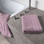 Bath towel “Royal Grape towel”, 70x140 cm. Soft purple bath towel with a decorative striped border. Bath towel “Royal Grape towel”, 70x140 cm. Soft purple bath towel with a decorative striped border.