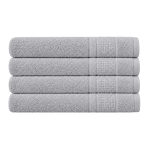 Bath towel “Royal Light Grey towel”, 70x140 cm. Light grey towel with a decorative woven border.