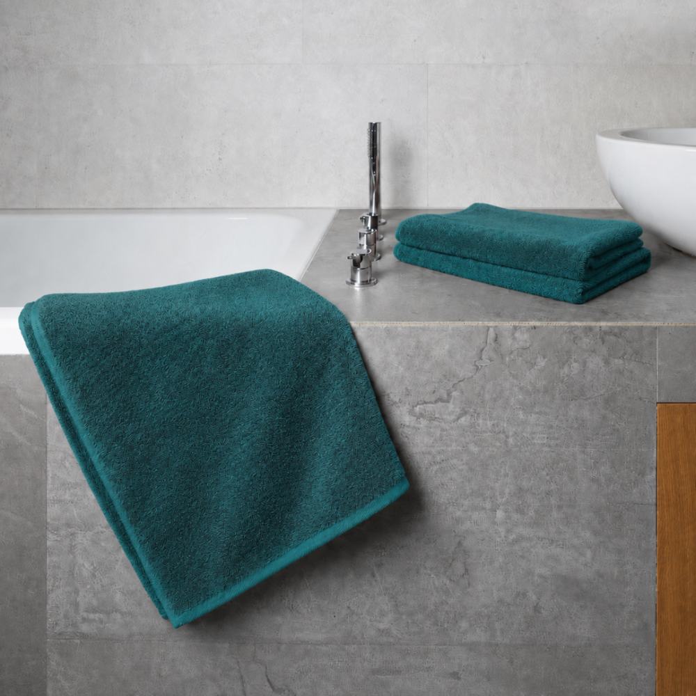 Bath towel “Teal Softness”, 70x140 cm. Elegant dark turquoise towels with a dense texture